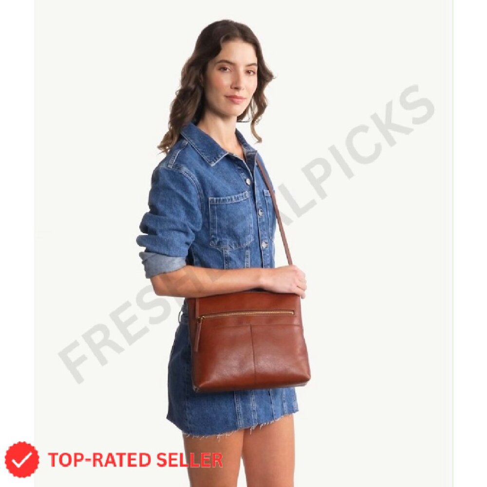 Leather Crossbody Bag Structured Chic Classic Vin… - image 7